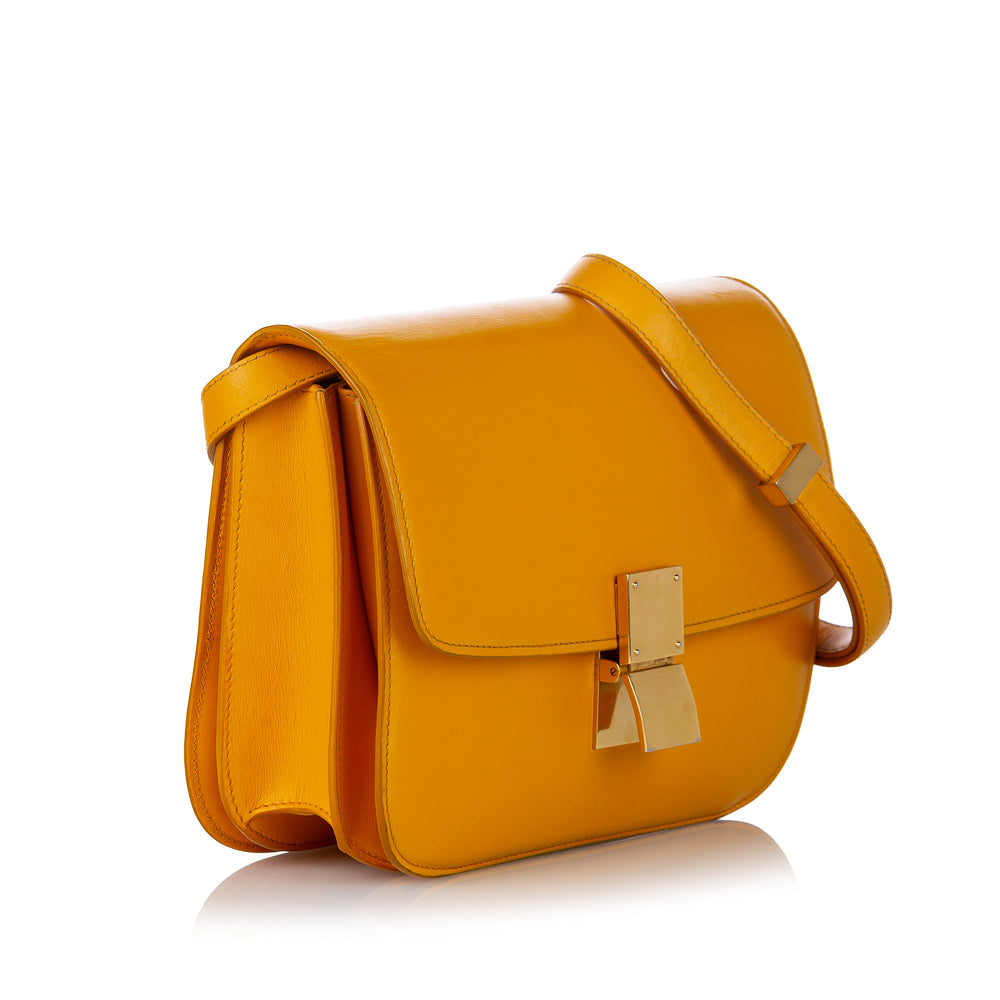 Medium Classic Box Leather Crossbody Bag Yellow - Gaby Paris