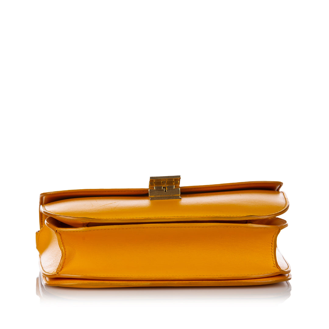 Medium Classic Box Leather Crossbody Bag Yellow - Gaby Paris