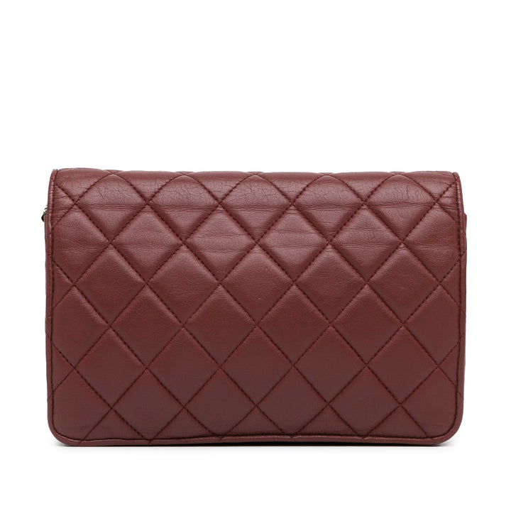 Classic Lambskin Wallet on Chain Red - Gaby Paris