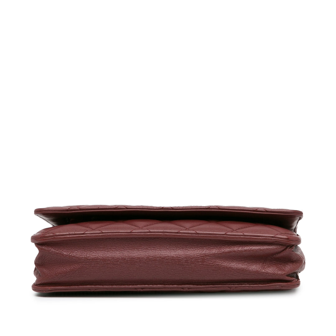 Classic Lambskin Wallet on Chain Red - Gaby Paris