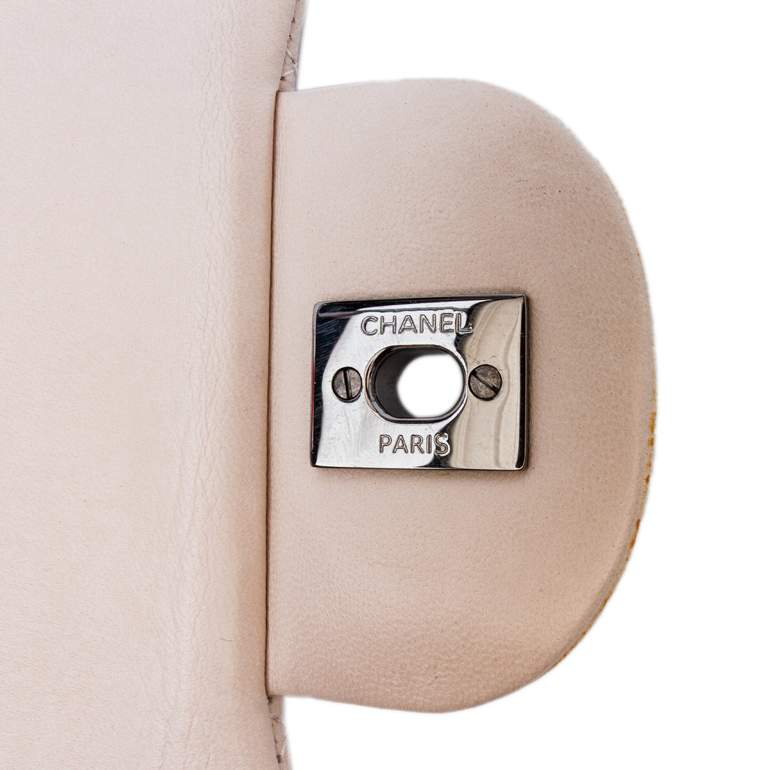Jumbo Classic Lambskin Double Flap White - Gaby Paris