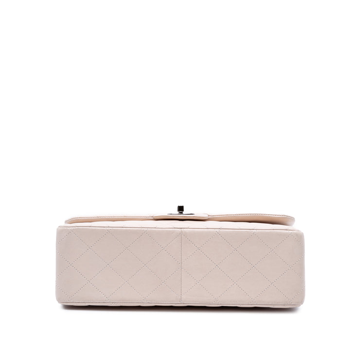 Jumbo Classic Lambskin Double Flap White - Gaby Paris