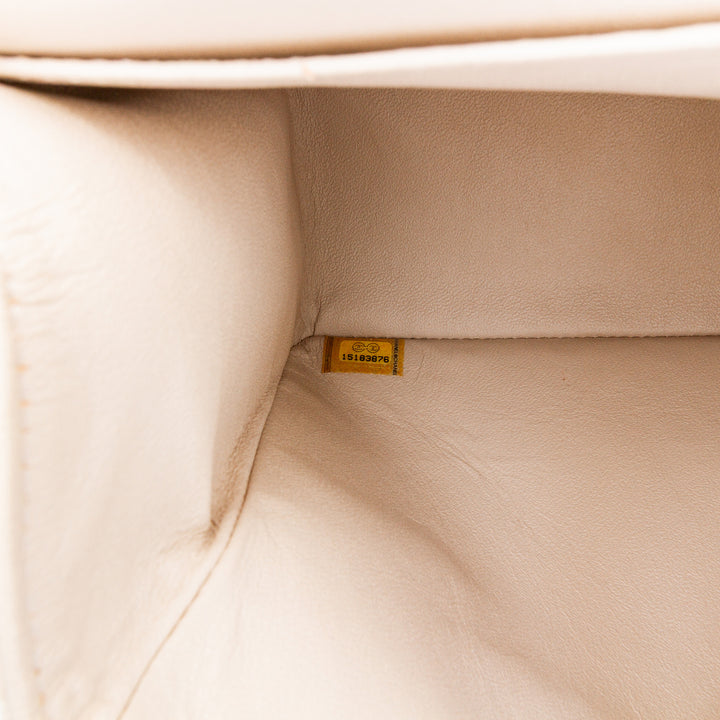 Jumbo Classic Lambskin Double Flap White - Gaby Paris