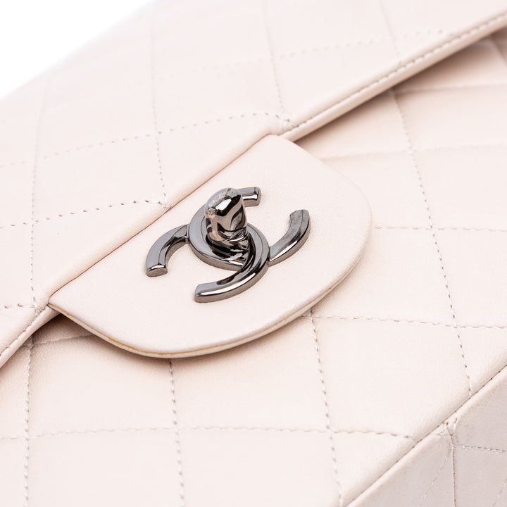 Jumbo Classic Lambskin Double Flap White - Gaby Paris