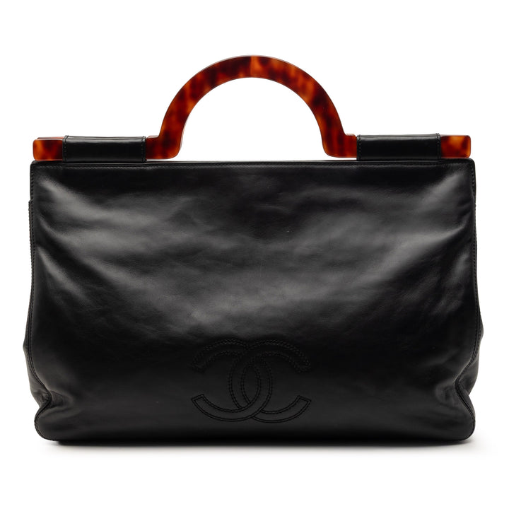 Chanel CC Cuir d’agneau Tortoise Shell anse supérieure Cabas