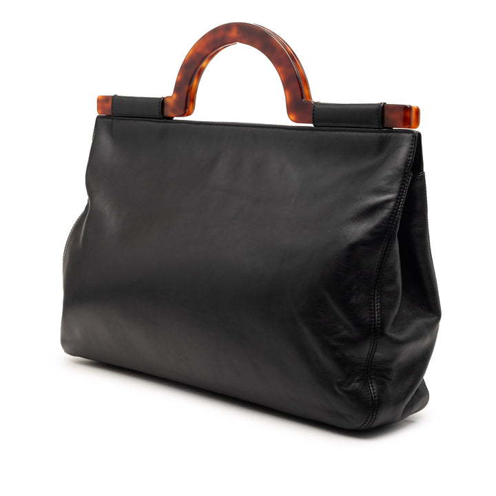 Chanel CC Cuir d’agneau Tortoise Shell anse supérieure Cabas