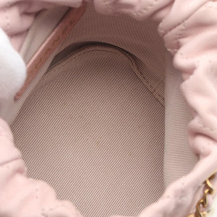 Mini Calfskin About Pearls Drawstring Bucket Bag Pink - Gaby Paris