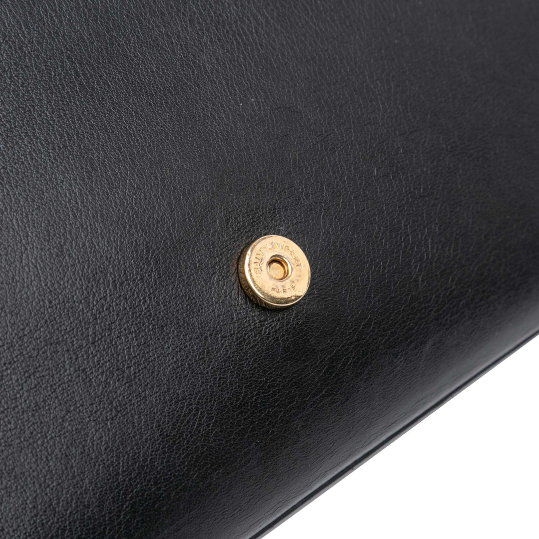 Saint Laurent Medium Smooth Cuir de veau Braided Monogram Kate Sac porté croisé Noir