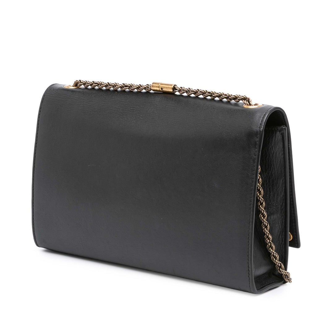 Saint Laurent Medium Smooth Cuir de veau Braided Monogram Kate Sac porté croisé Noir
