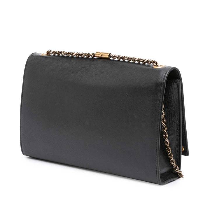 Saint Laurent Medium Smooth Cuir de veau Braided Monogram Kate Sac porté croisé Noir