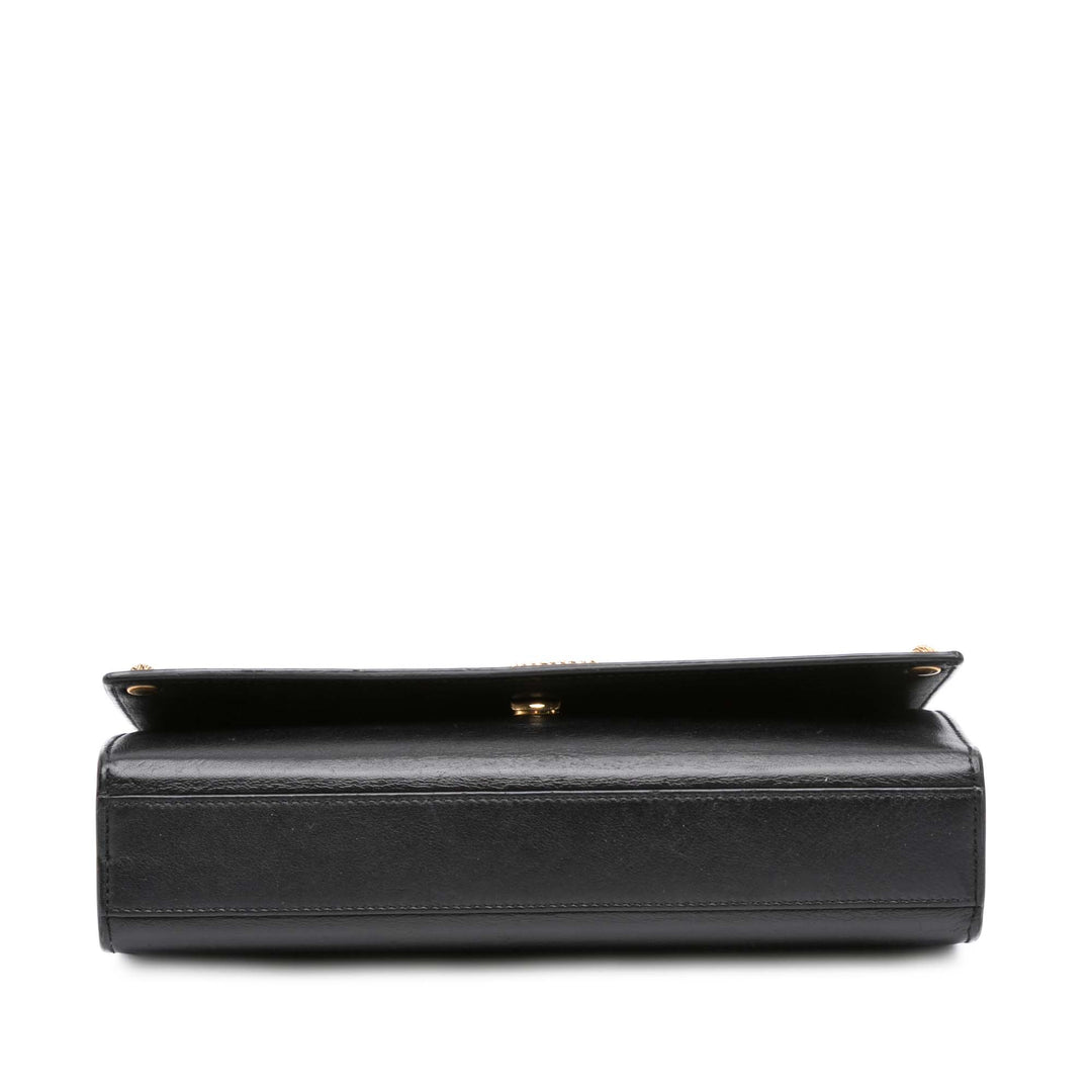 Saint Laurent Medium Smooth Cuir de veau Braided Monogram Kate Sac porté croisé Noir