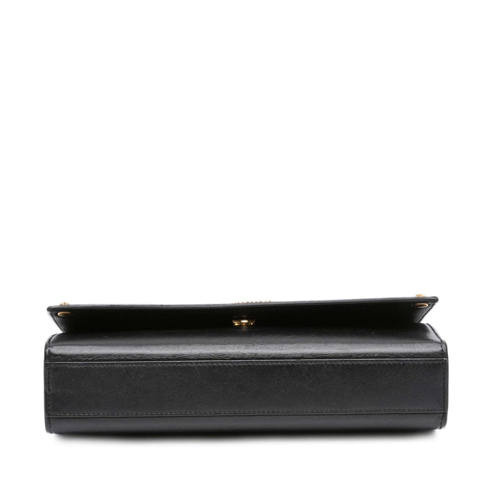 Saint Laurent Medium Smooth Cuir de veau Braided Monogram Kate Sac porté croisé Noir