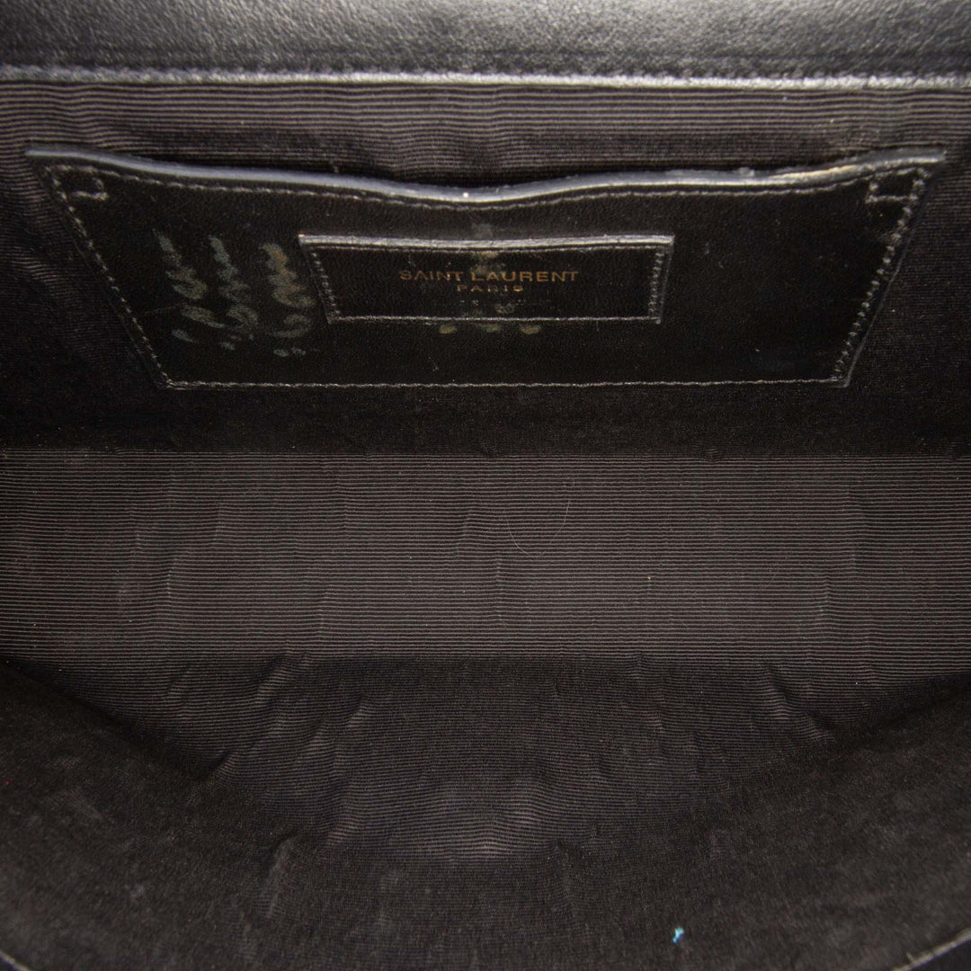 Saint Laurent Medium Smooth Cuir de veau Braided Monogram Kate Sac porté croisé Noir