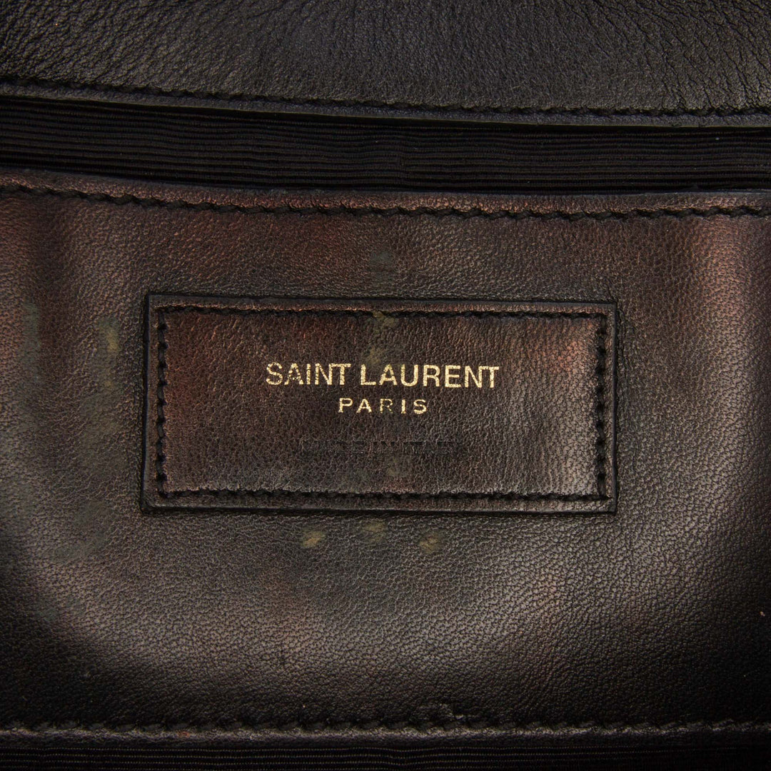 Saint Laurent Medium Smooth Cuir de veau Braided Monogram Kate Sac porté croisé Noir