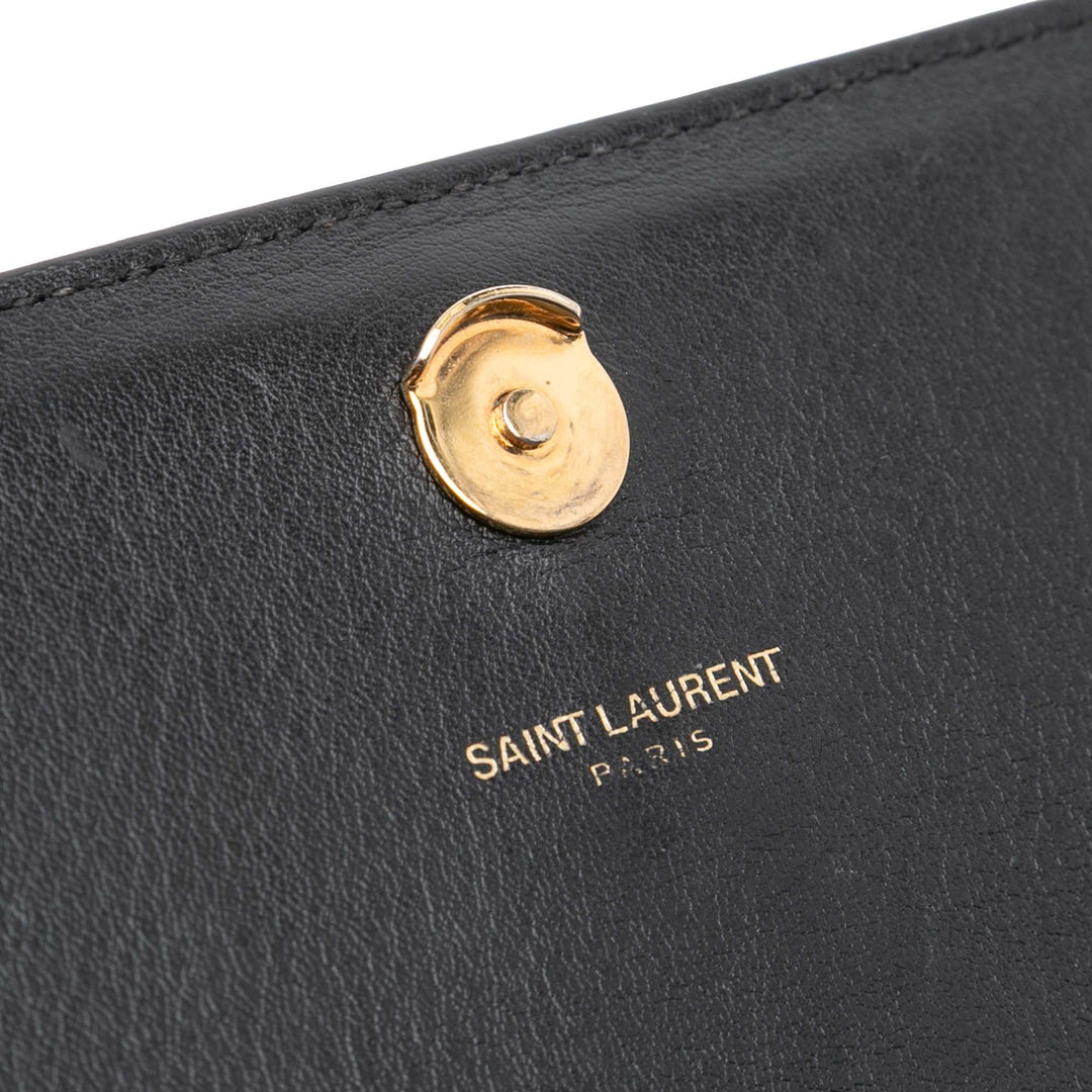 Saint Laurent Medium Smooth Cuir de veau Braided Monogram Kate Sac porté croisé Noir