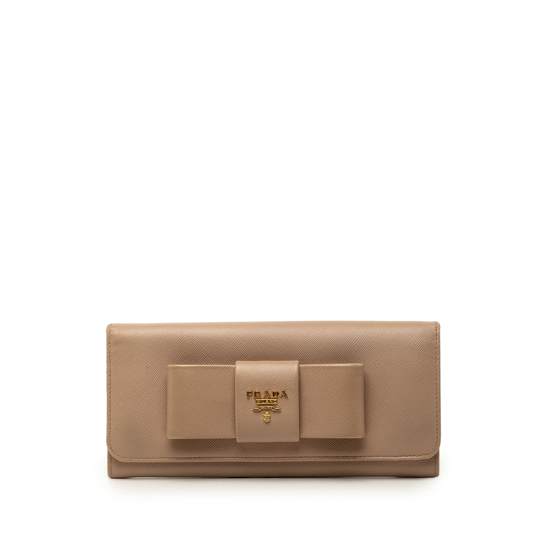 Prada Bow Continental Portefeuille long Cuir Saffiano
