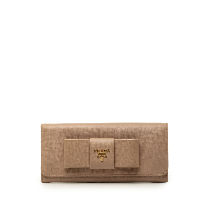 Prada Bow Continental Portefeuille long Cuir Saffiano