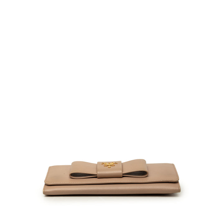 Prada Bow Continental Portefeuille long Cuir Saffiano