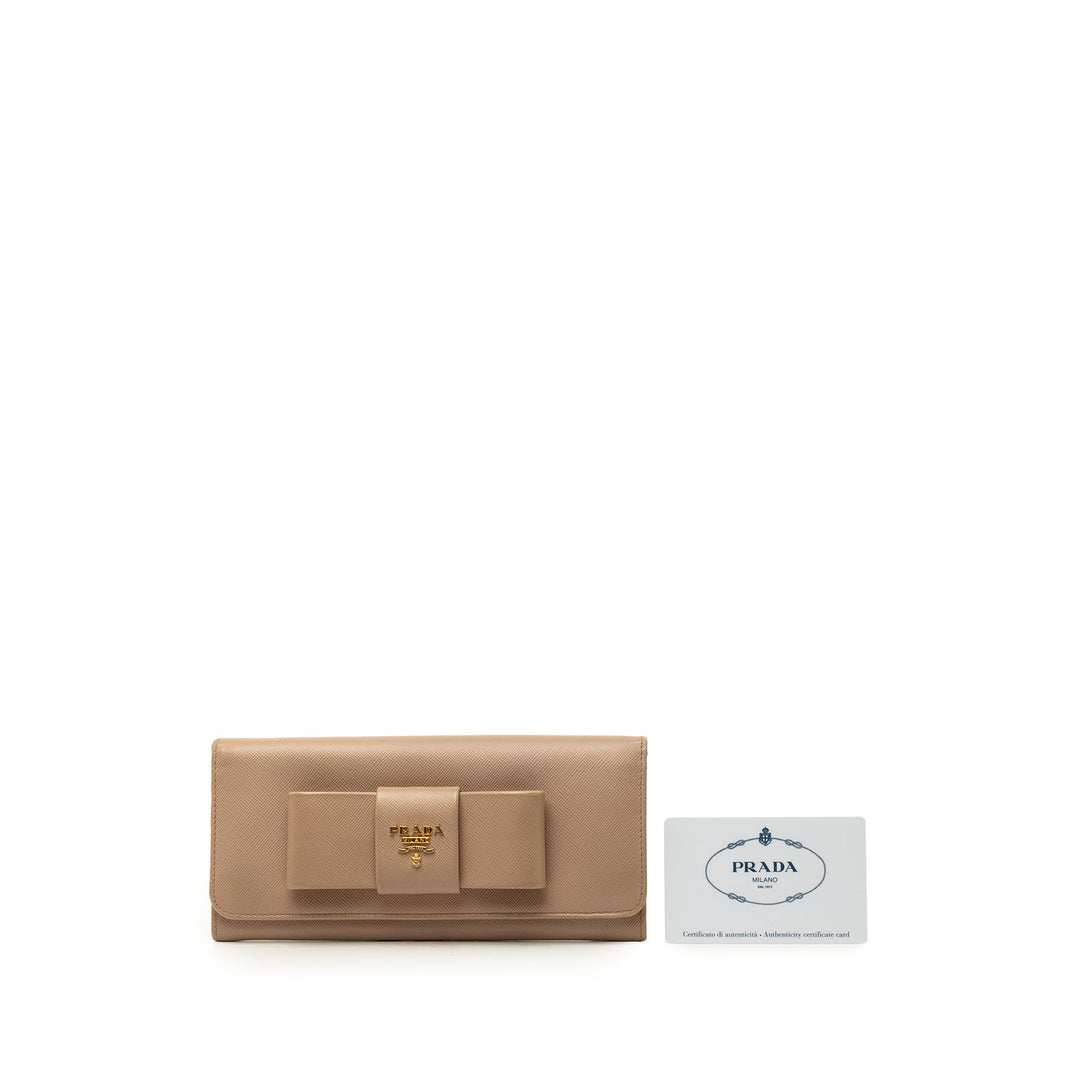 Prada Bow Continental Portefeuille long Cuir Saffiano