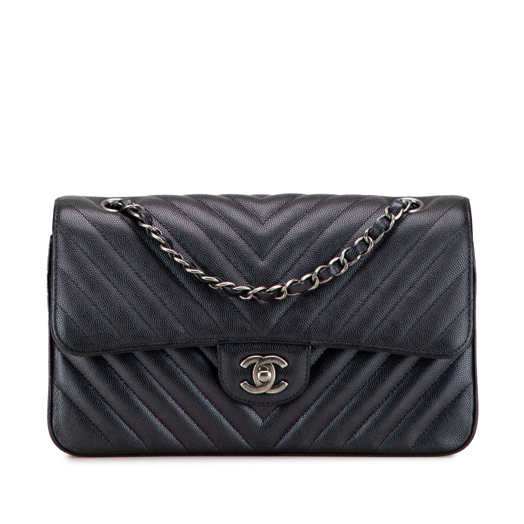 Chanel Medium Classic Chevron Caviar Double rabat