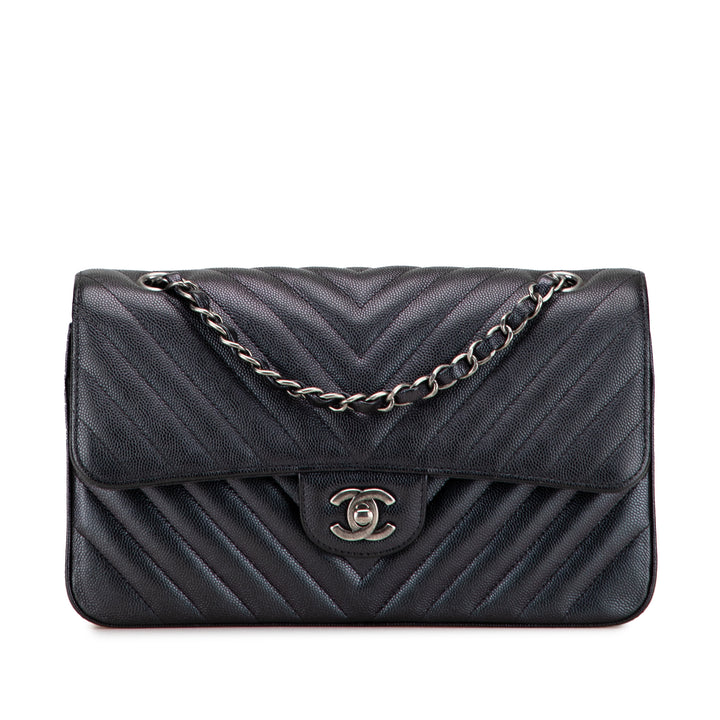 Chanel Medium Classic Chevron Caviar Double rabat
