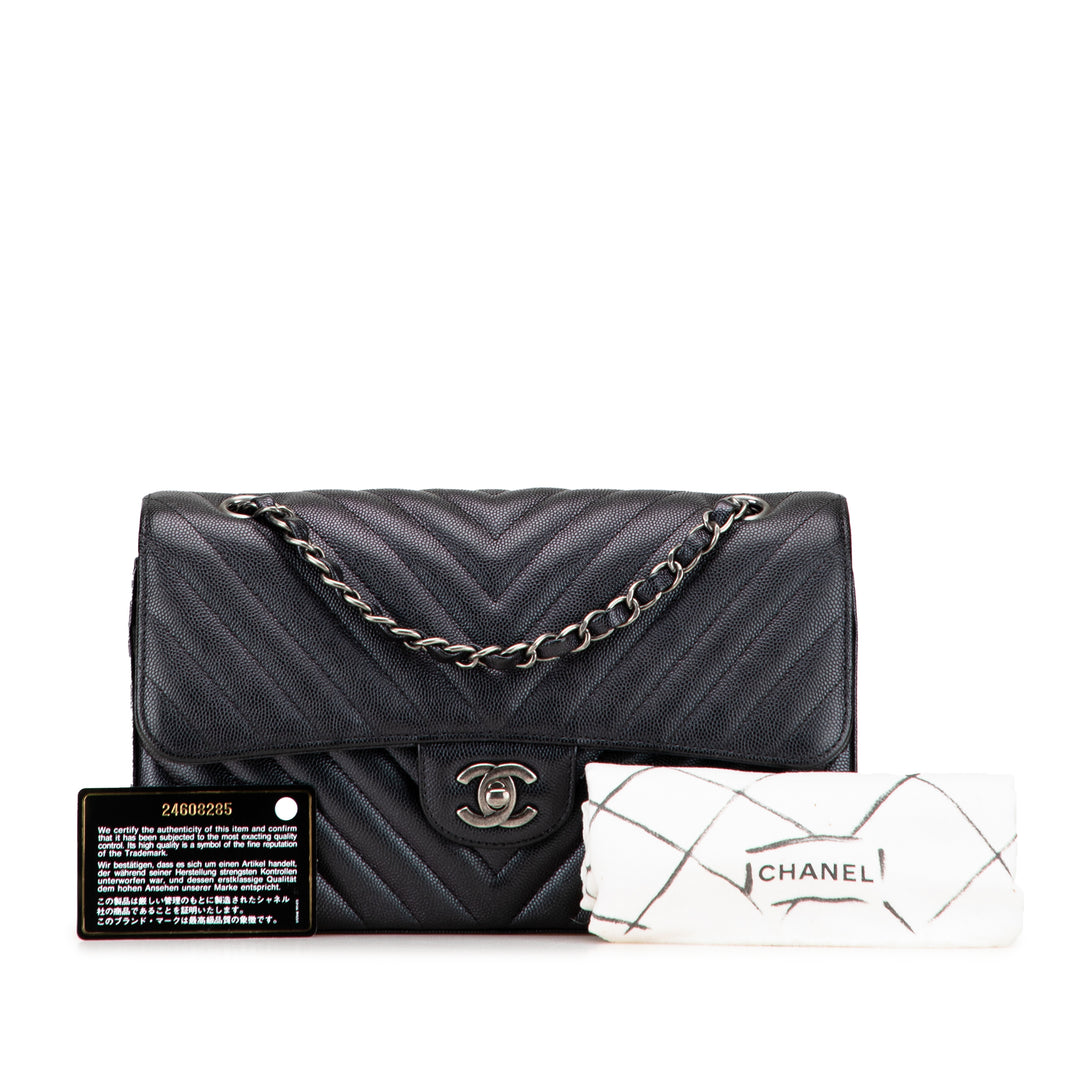 Chanel Medium Classic Chevron Caviar Double rabat