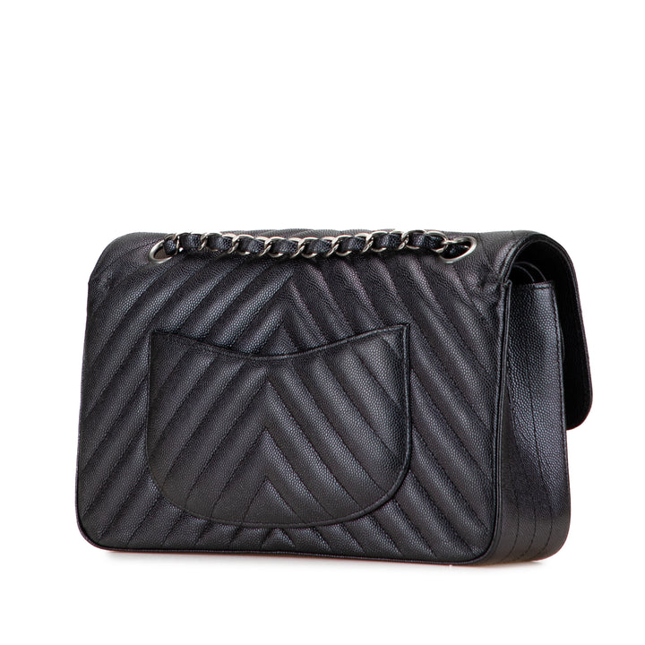 Chanel Medium Classic Chevron Caviar Double rabat