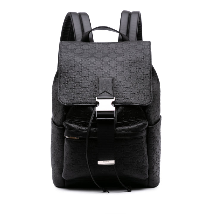 Embossed Calfskin Triomphe Backpack Black - Gaby Paris