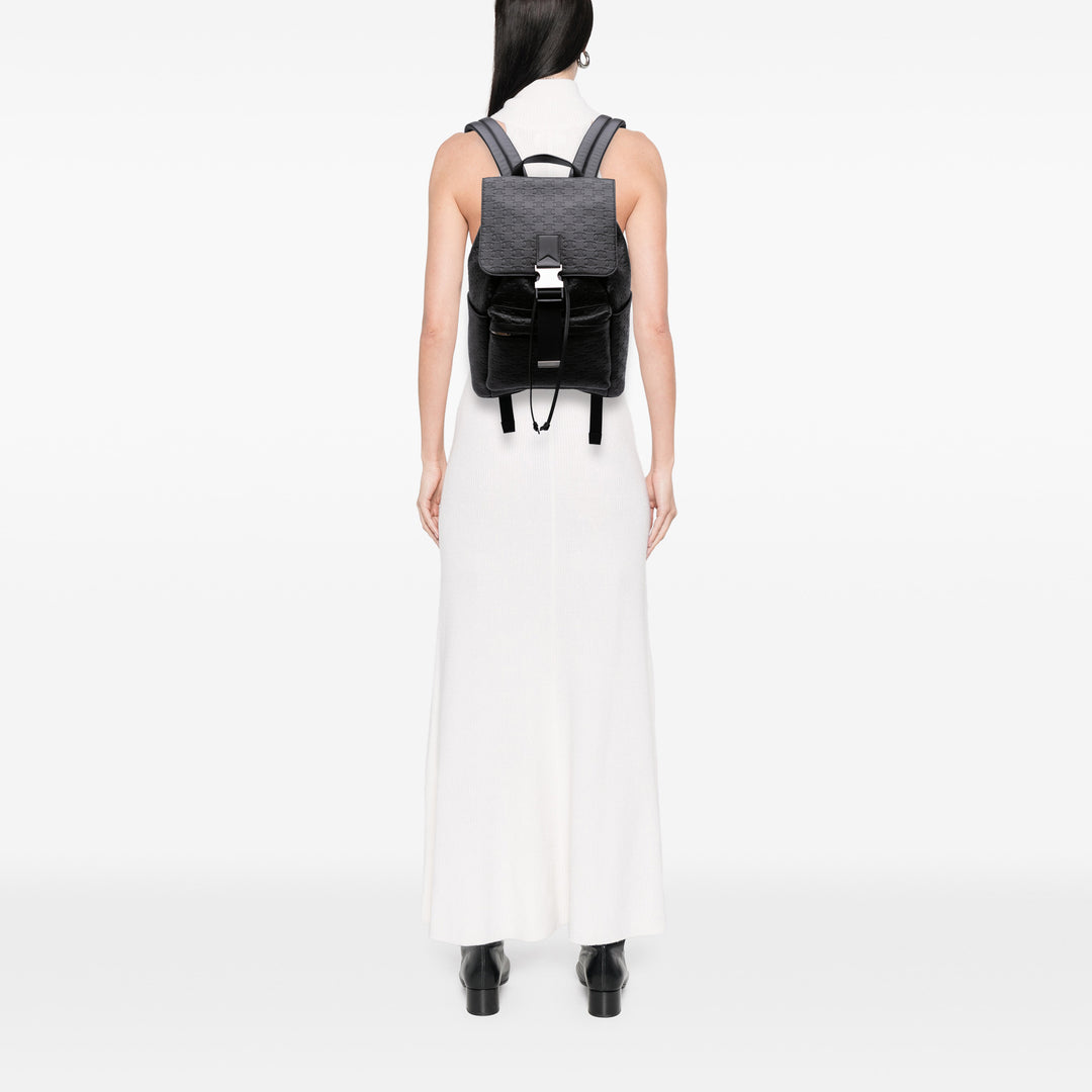 Embossed Calfskin Triomphe Backpack Black - Gaby Paris