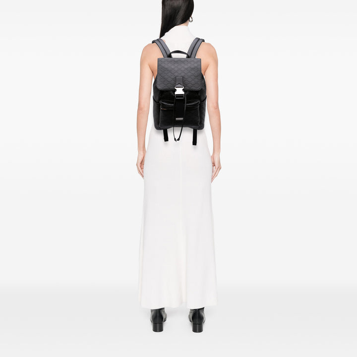 Embossed Calfskin Triomphe Backpack Black - Gaby Paris