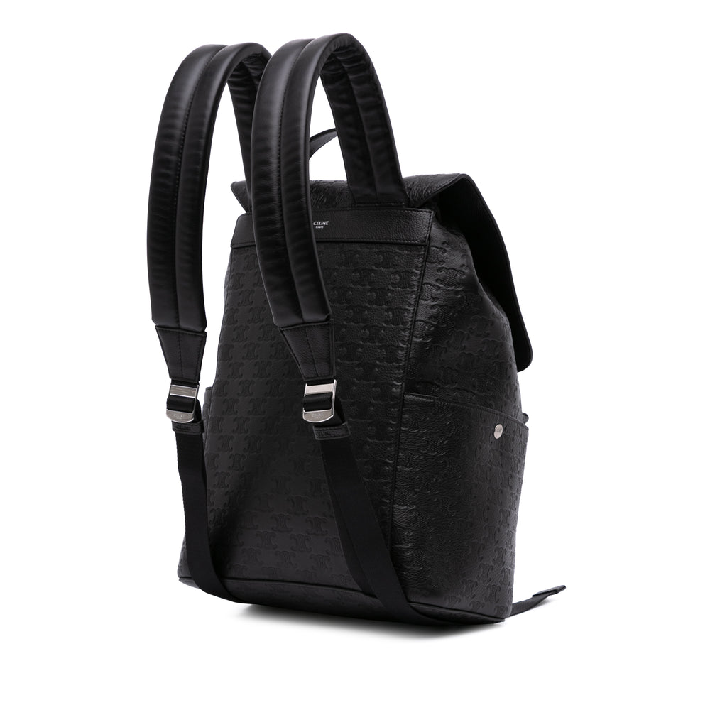 Embossed Calfskin Triomphe Backpack Black - Gaby Paris