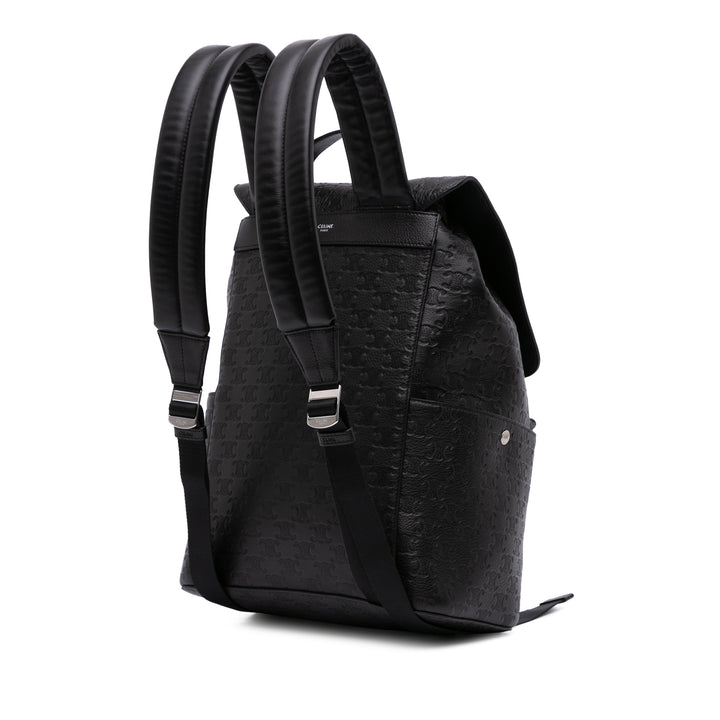 Embossed Calfskin Triomphe Backpack Black - Gaby Paris