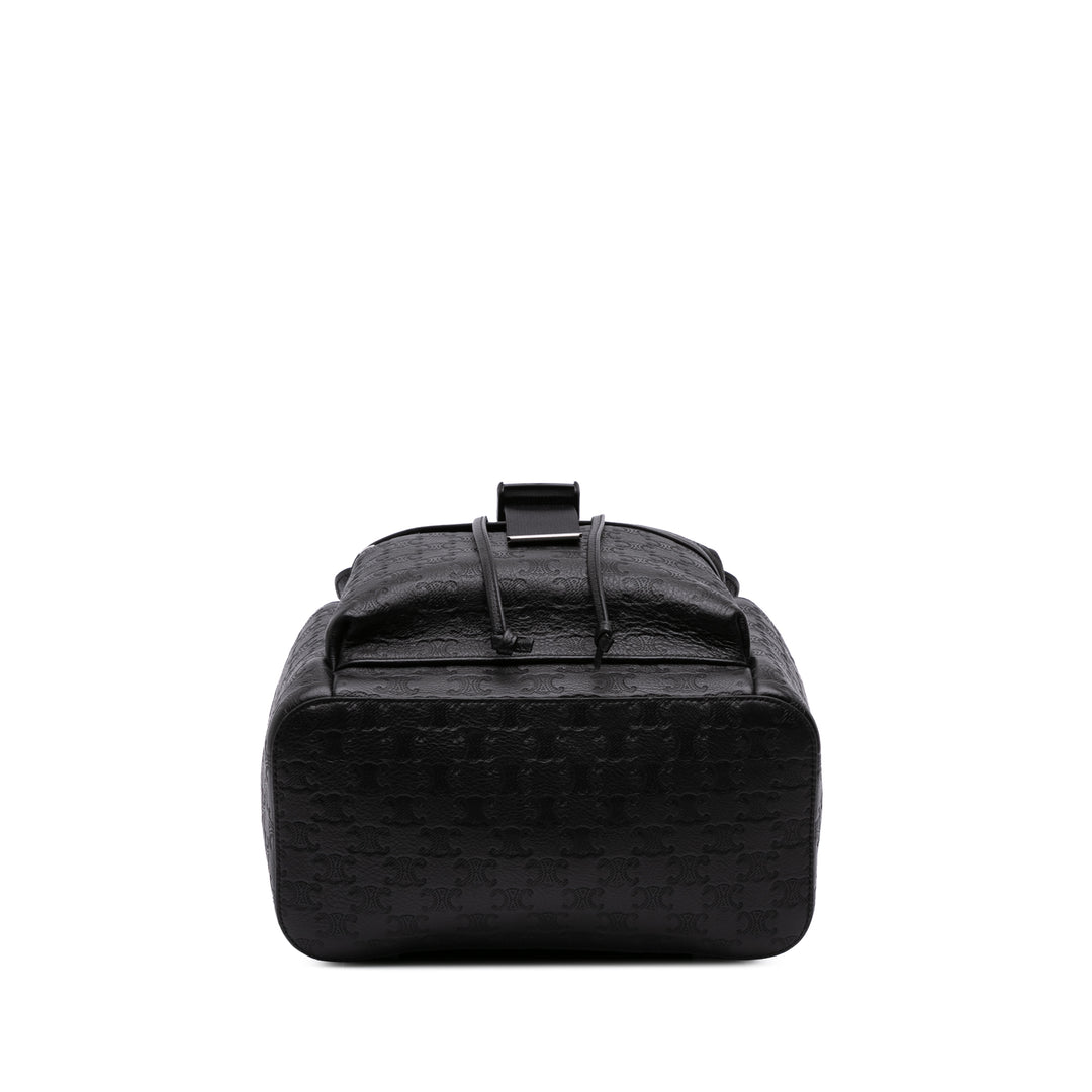 Embossed Calfskin Triomphe Backpack Black - Gaby Paris
