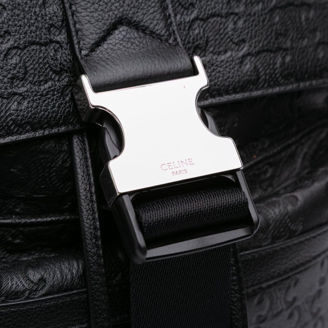 Embossed Calfskin Triomphe Backpack Black - Gaby Paris