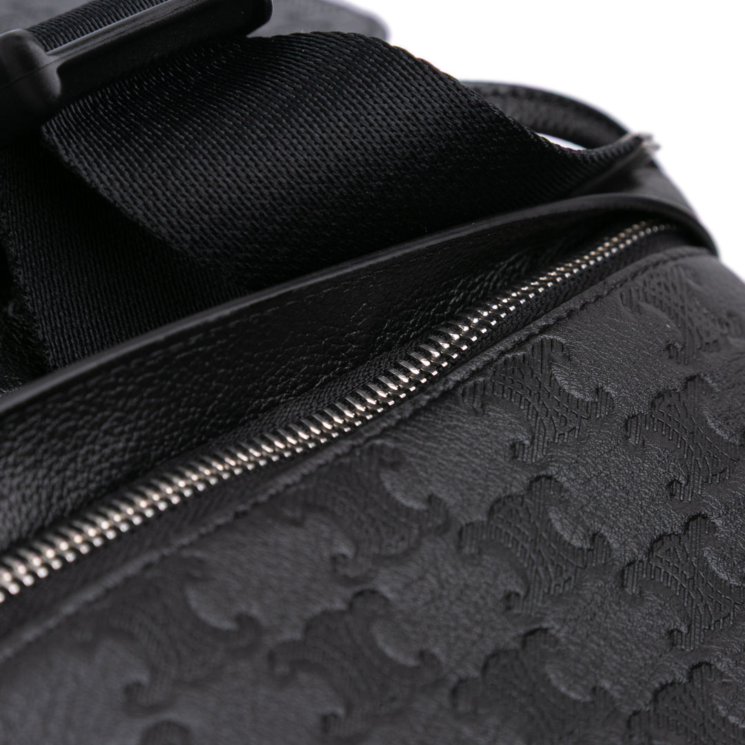 Embossed Calfskin Triomphe Backpack Black - Gaby Paris