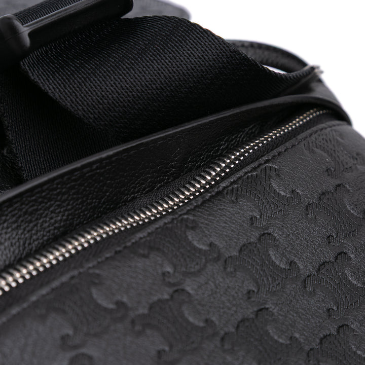 Embossed Calfskin Triomphe Backpack Black - Gaby Paris