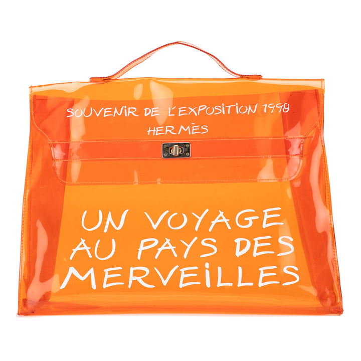 Vinyl Souvenir De L Exposition Kelly Handbag Orange - Gaby Paris