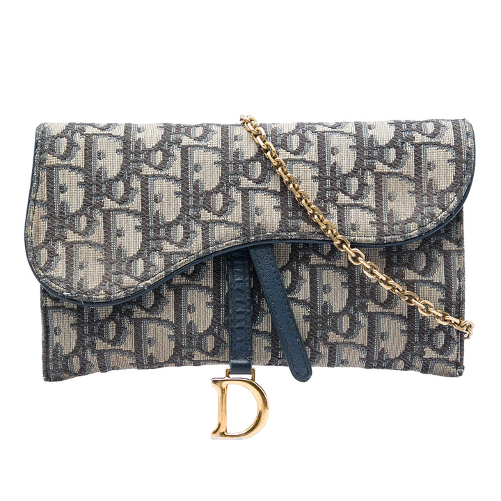 Saddle Wallet on Chain Oblique Bleu