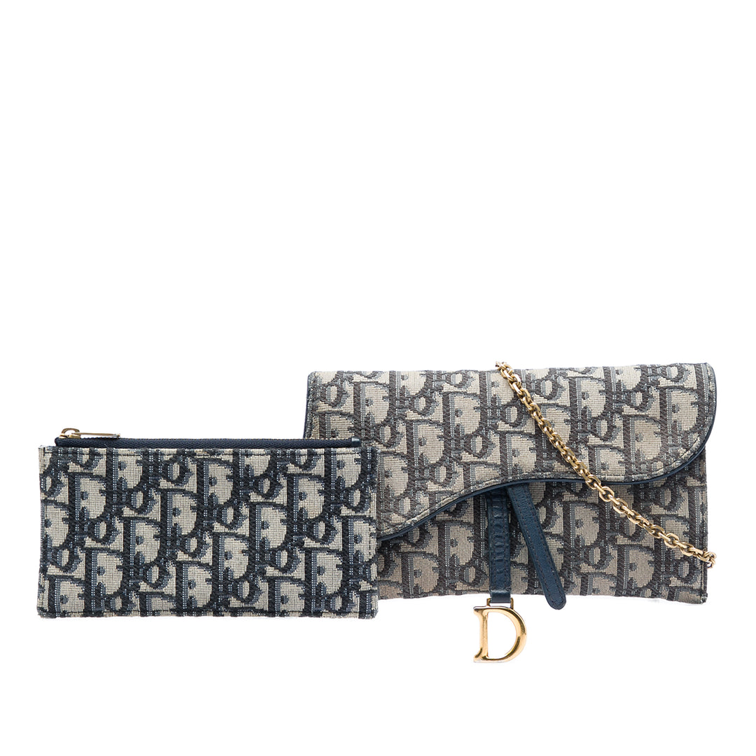 Saddle Wallet on Chain Oblique Bleu