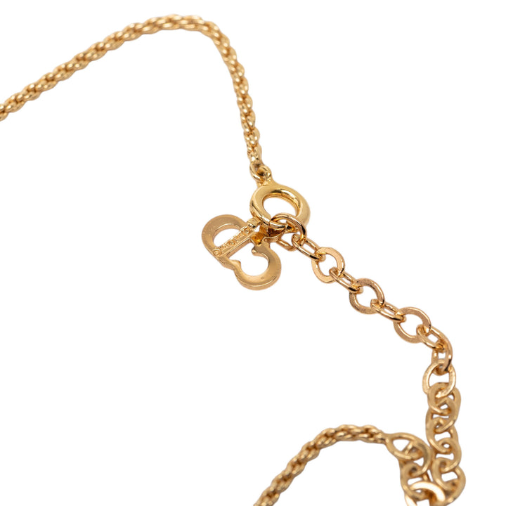 Dior plaqué CD Logo Twisted Rond Pendant Collier Doré – vue 4 – GABY PARIS