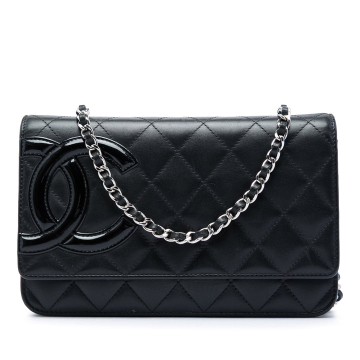 Matelassé Cambon Ligne Wallet on Chain Cuir d'agneau Noir