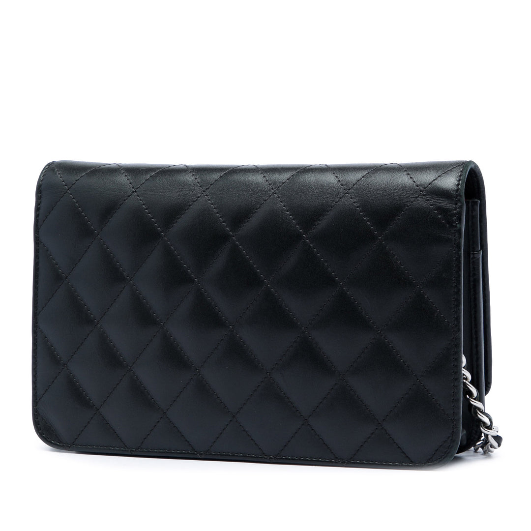 Matelassé Cambon Ligne Wallet on Chain Cuir d'agneau Noir