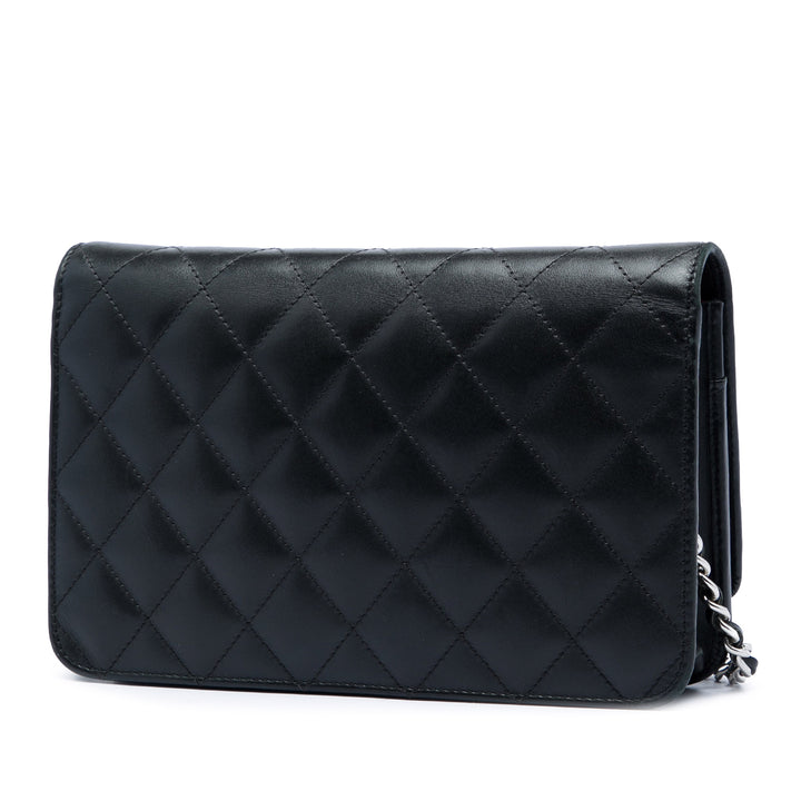 Matelassé Cambon Ligne Wallet on Chain Cuir d'agneau Noir