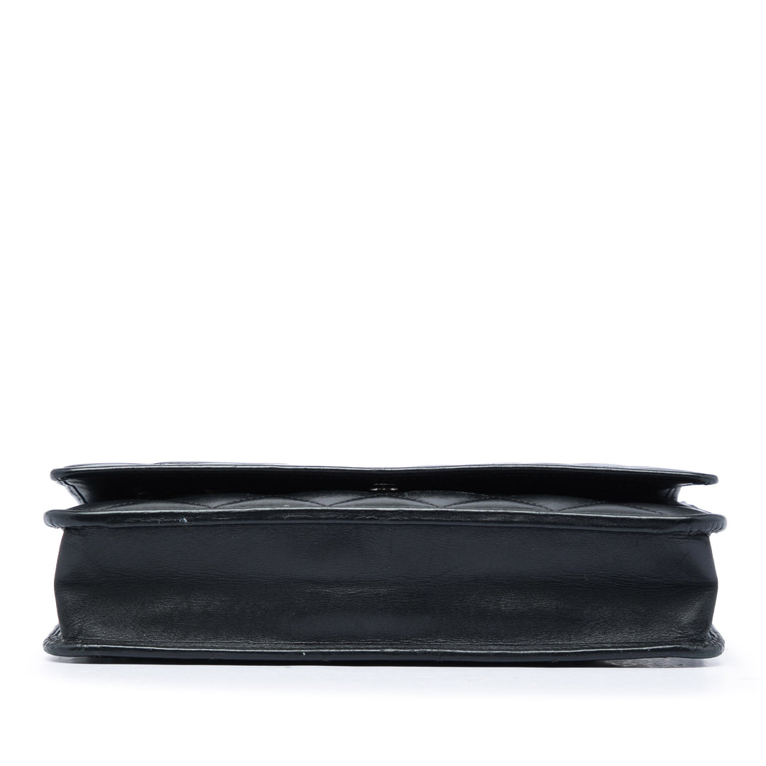 Matelassé Cambon Ligne Wallet on Chain Cuir d'agneau Noir