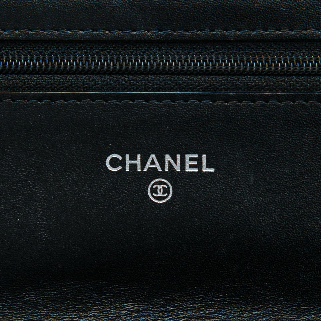Matelassé Cambon Ligne Wallet on Chain Cuir d'agneau Noir