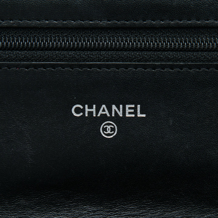 Matelassé Cambon Ligne Wallet on Chain Cuir d'agneau Noir