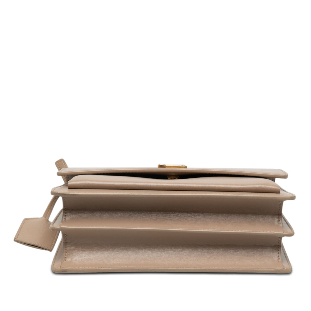 Saint Laurent Sunset Sac Moyen Cuir de veau Beige – vue 3 – GABY PARIS
