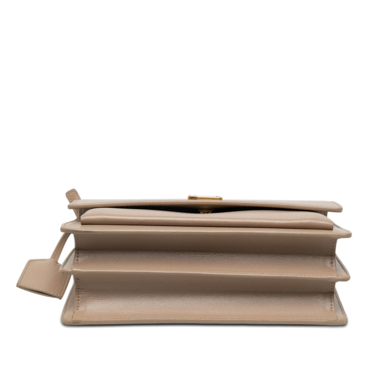 Saint Laurent Sunset Sac Moyen Cuir de veau Beige – vue 3 – GABY PARIS