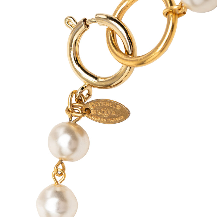 Chanel plaqué Perles fantaisie Chaîne Collier Métal