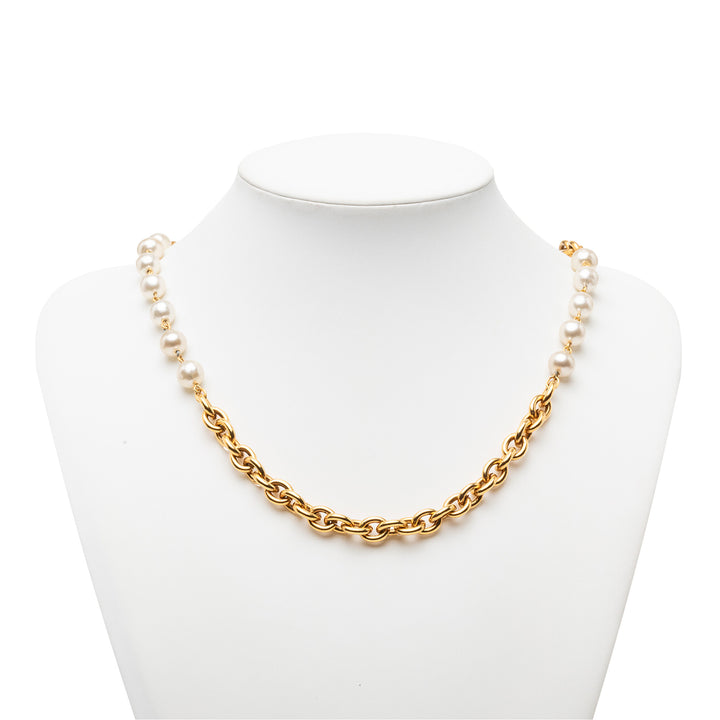 Chanel plaqué Perles fantaisie Chaîne Collier Métal